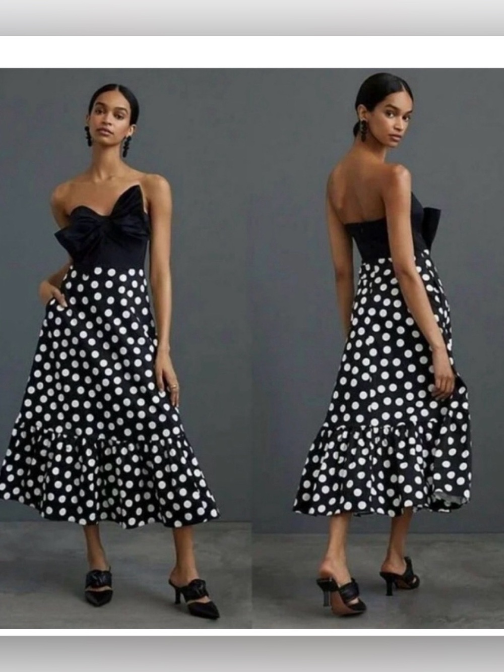 Hutch Black and White Strapless Polka Dot Dress